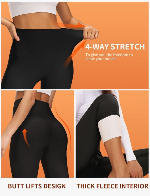 Bluemaple Fleece Lined Leggings for Women High Waisted Tummy Control Thermal Warm Winter for Women Workout Yoga Pants