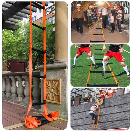 16 Feet Fire Escape Ladder Emergency Fire Ladder for 2-3 Story Homes Reusable Portable Safety Ladders for Windows, Balconies and Sailboats, Kayaks and More