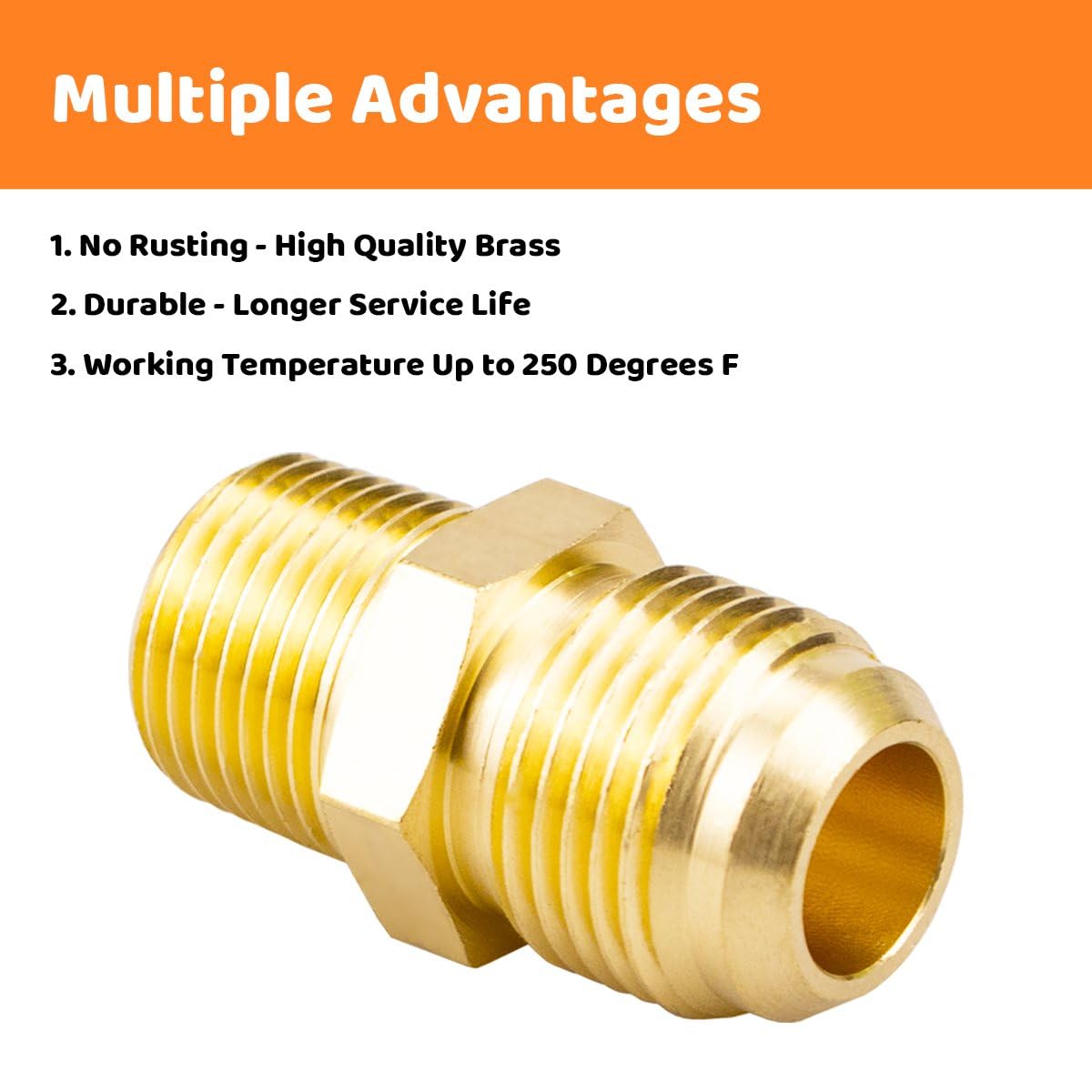 (2-Piece) Besosay Tube Fitting, Half Union Gas Adapter 1/2" Flare x 3/8" NPT Male Pipe Coupler Coupling