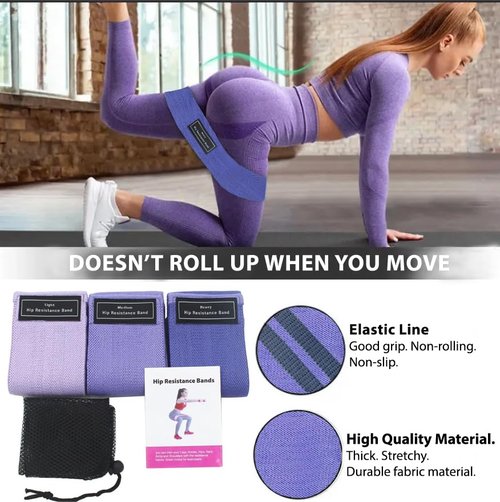 Moss Performance Premium Fabric Resistance Bands Set, 3 Workout Band Levels, for Strength Training, Pilates, Yoga, Physical Therapy, Home Exercise, & More