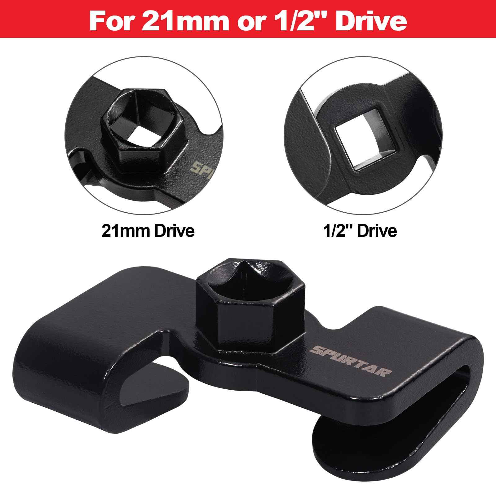 Spurtar Wrench Extender Tool with Extention Bar, Wrench Extender Adapter for 1/2" Drive or 21mm Hex Drive & 13.5” Extention Cheater Bar for Extra Leverage