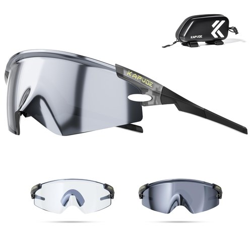 KAPVOE K410 Cycling Glasses, Photochromic Sports Sunglasses for Men and Women, UV400 TR90 Frame, Adjustable Temples, Includes Bike Bag, Mountain Bike Glasses for Outdoor Riding