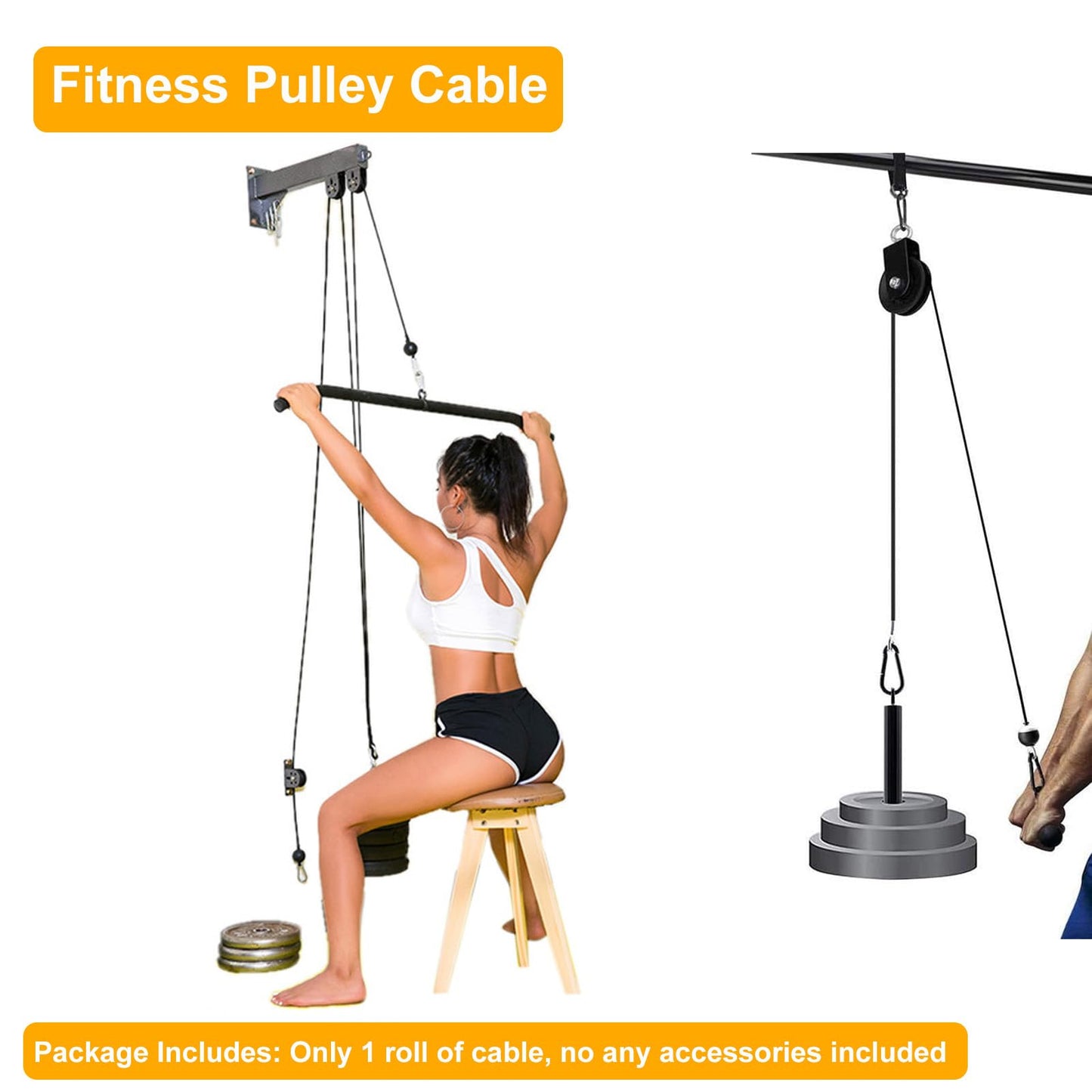 FOLUXING 98.4Ft Fitness Pulley Cable,Replacement Cable Machine Accessories for DIY Home Gym, Gym Cable Replacement,PVC Coated,Thick 3/16"(5mm)