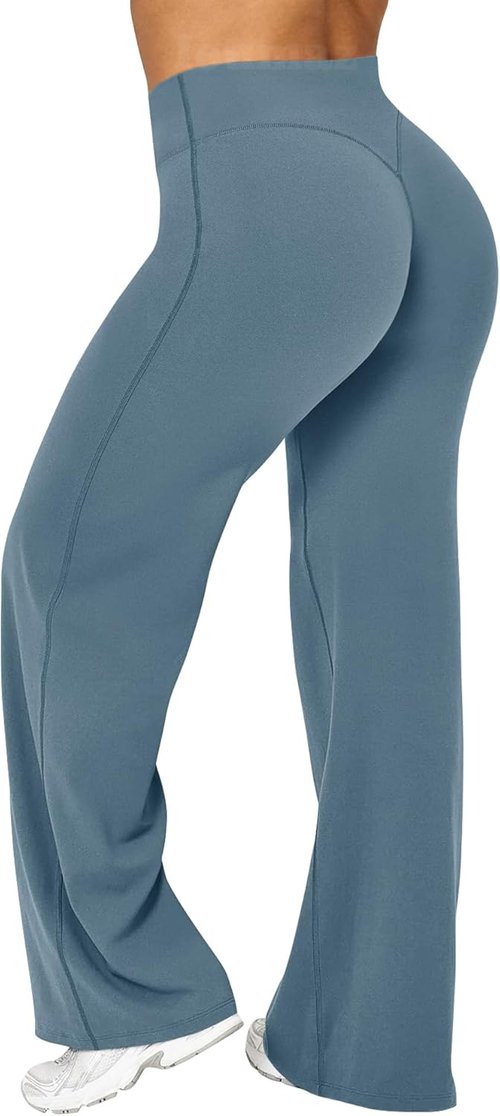 Ieumaz High Waist Yoga Leggings - Stretchy Straight Leg Workout Pants for Women