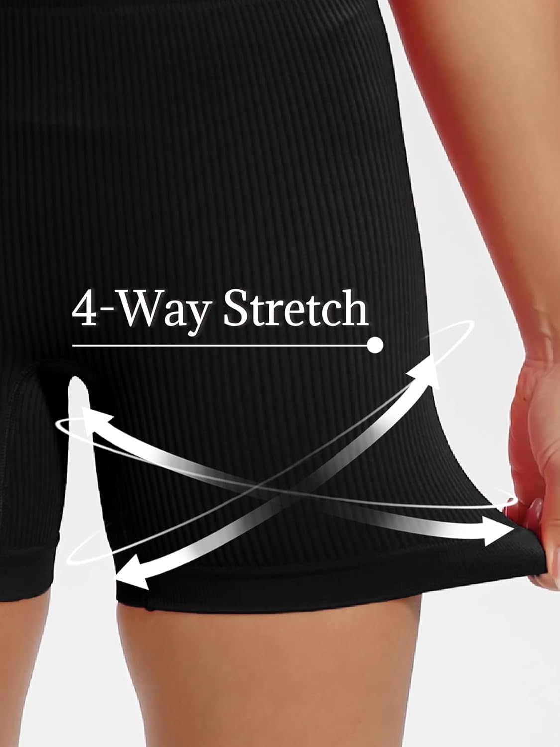 Skiennix Women's High Waist Ribbed Biker Shorts - Seamless Tummy Control Yoga Shorts for Fitness