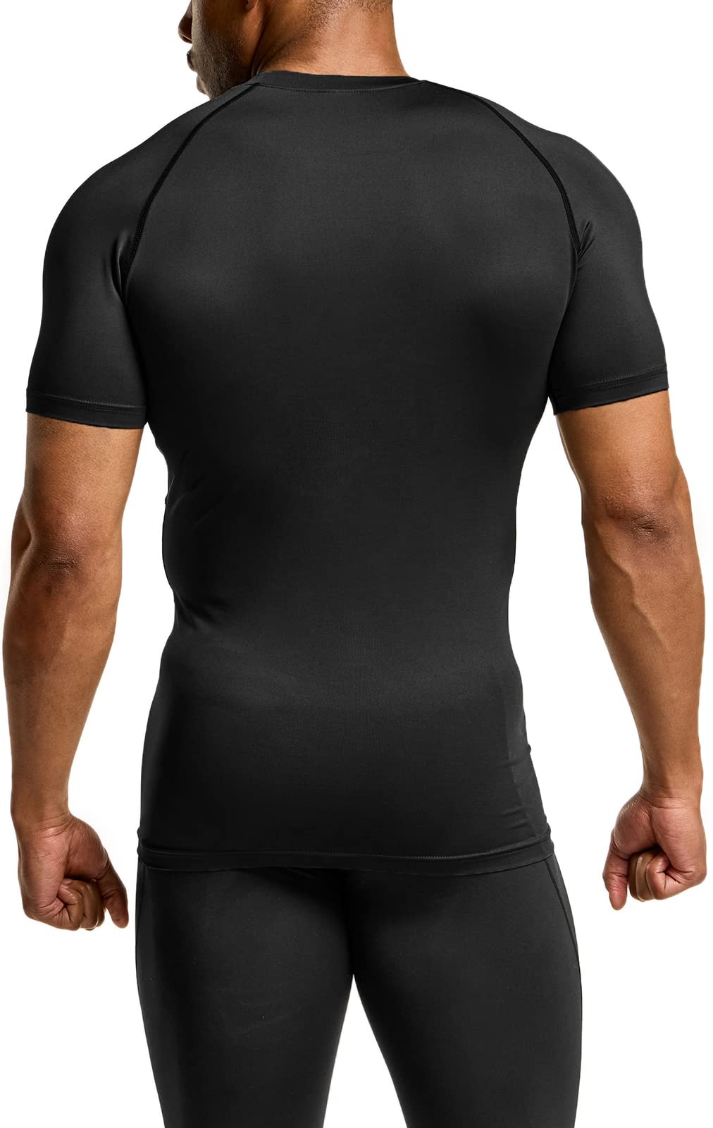TSLA Men's UPF 50+ Quick Dry Short Sleeve Compression Shirts, Athletic Workout Shirt, Water Sports Rash Guard, 3packs Black, Medium
