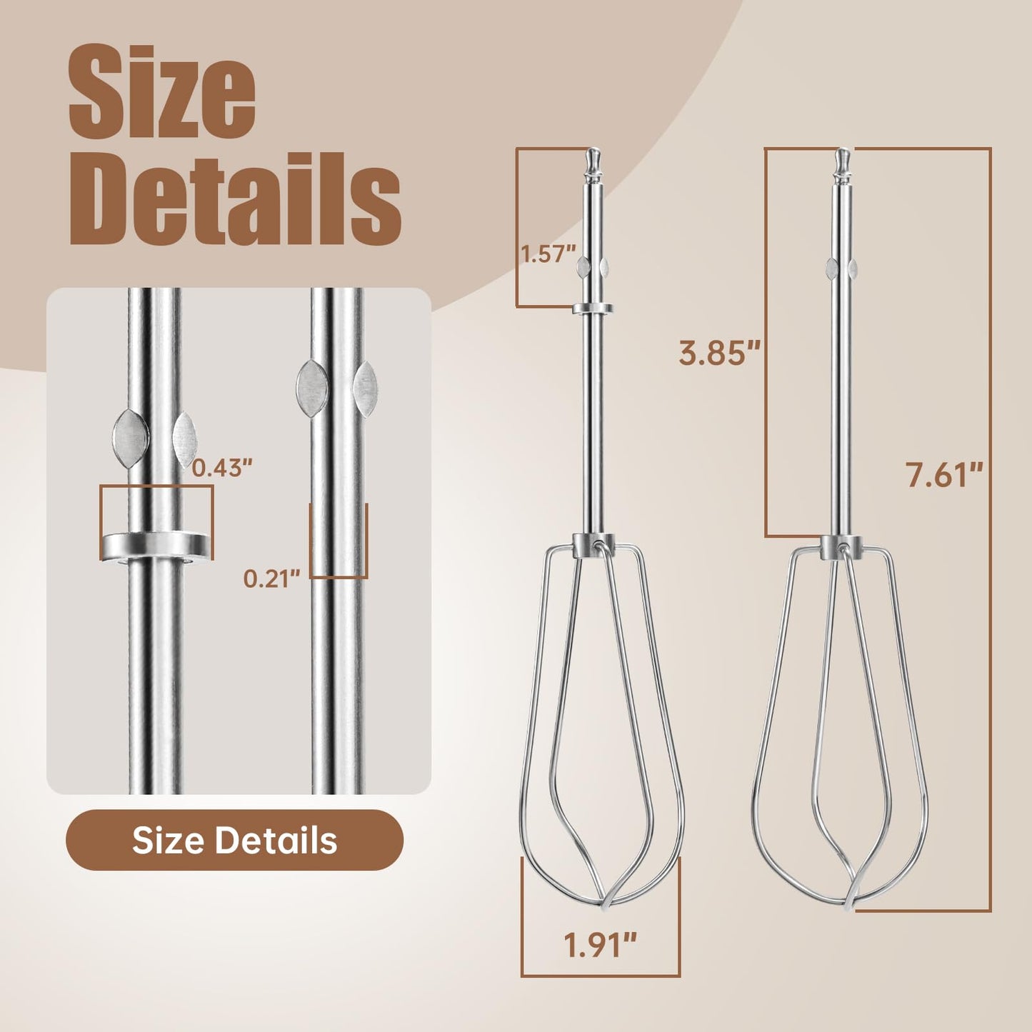 Replacement Beaters for Cuisinart Hand Mixer CHM-3 CHM-5 CHM-7 HM-50 HM-70 HM-90 HTM-9LT, Hand Blender Replacement Parts CHM-BTR Whisk Attachments
