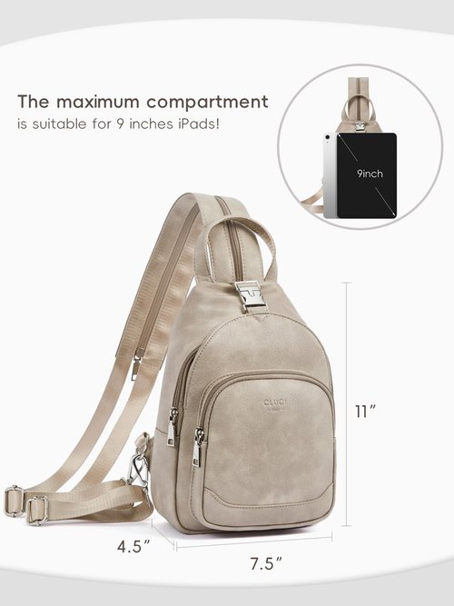 CLUCI Leather Sling Backpack for Women - Small Convertible Crossbody Bag for Travel