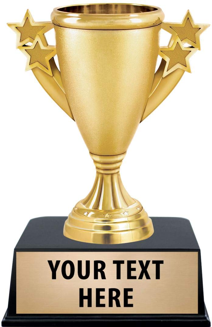Crown Awards Gold Cup Trophy, 5 1/4" Gold Starburst Recognition Trophy with Custom Engraving, 5 Pack Prime