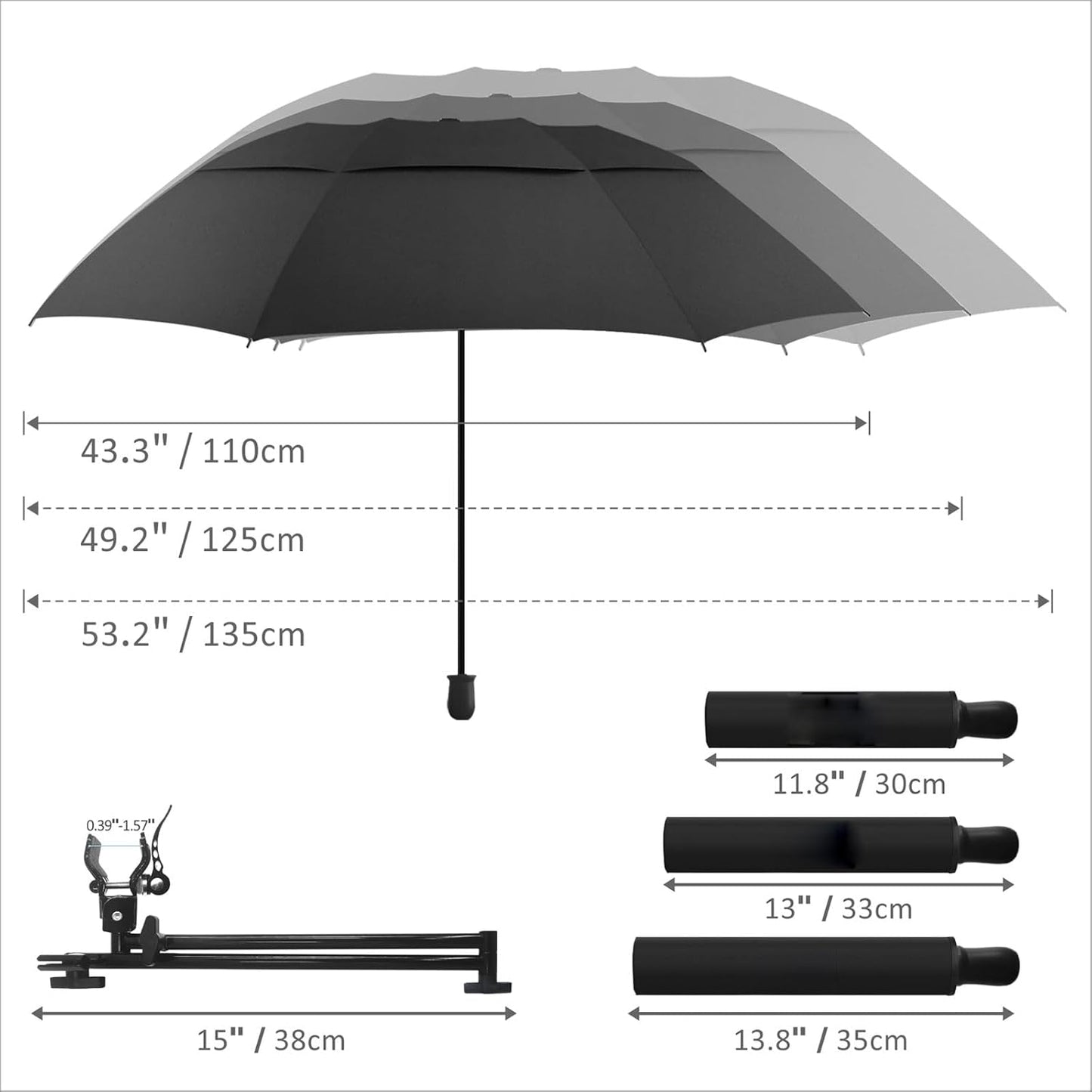Patio Umbrellas | UPF 50+ Adjustable Shade Umbrella - Versatile Clamp for Beach, Patio & Camping