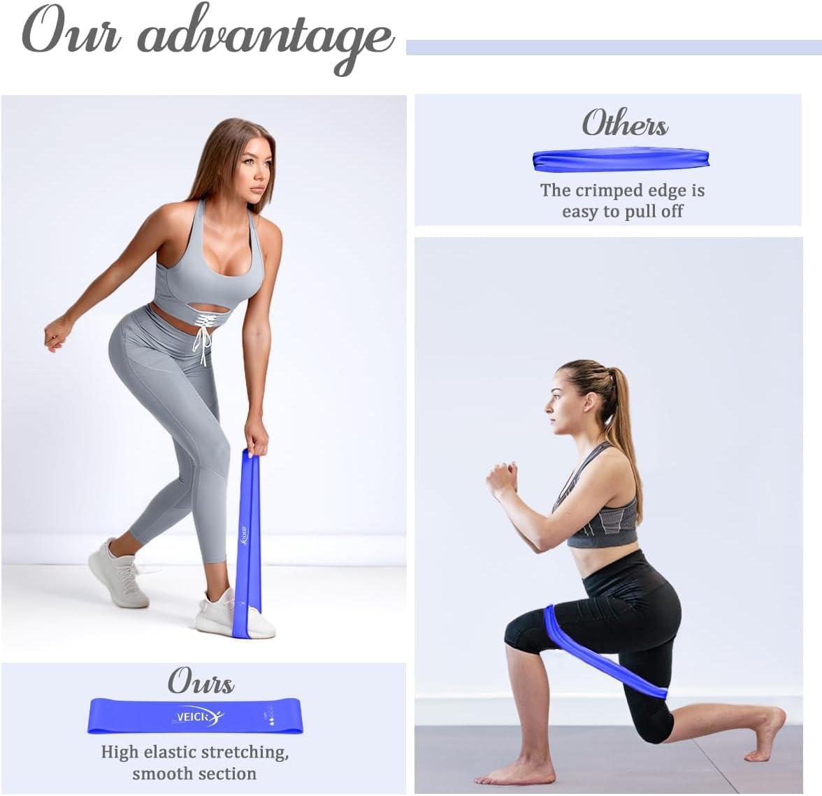 VEICK Resistance Loop Exercise Bands, Elastic Workout Bands for Men Women, Set of 5 Different Resistance Levels Stretch Band for Home Fitness Stretching Strength Training