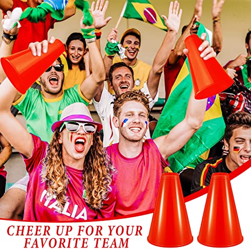 12 Pcs Mini Cheer Megaphone Set - Red Plastic Noisemakers
