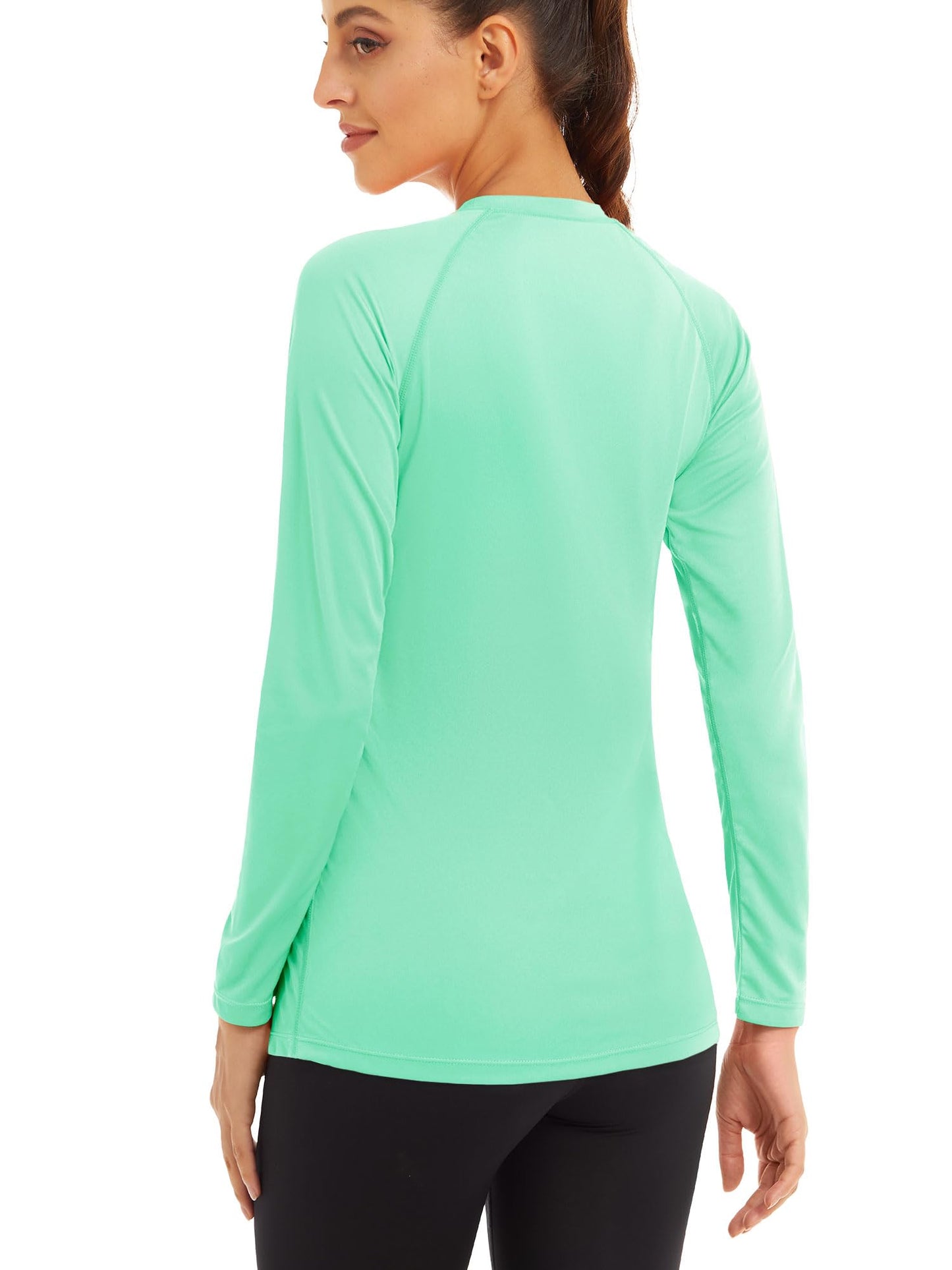 MAGCOMSEN UV Shirts for Women - Sweatshirts, Running & Workout Shirts - Fishing Rashguard - Long Sleeve - Mint Green
