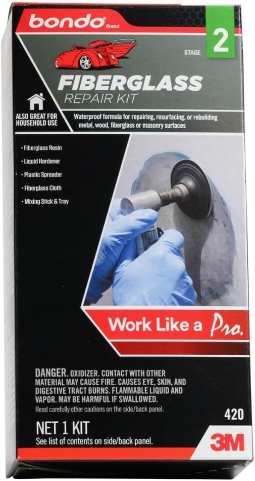 Skiennix Fiberglass Resin Repair Kit - All-in-One 1/2 Pint Set for Automotive, Marine & Home Repairs