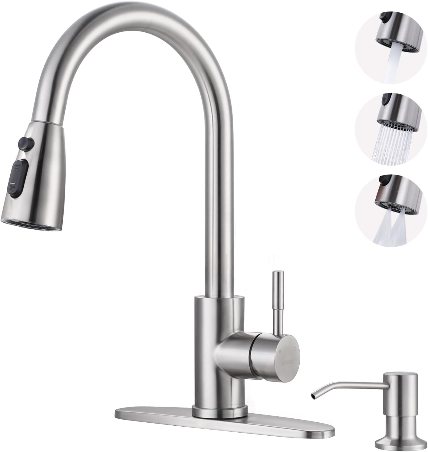 Stainless Steel Kitchen Faucet Combo with Water Filter - Brushed Nickel Sink Faucet for RO Systems