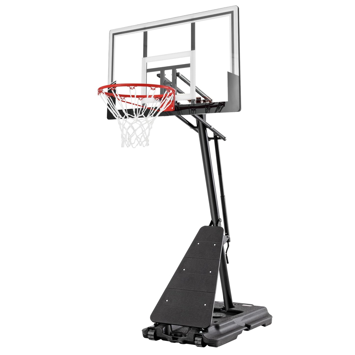 Basketball Hoop Outdoor,Portable Basketball Hoop with Impact Resistant PC Backboard,10FT Height Quickly Adjustable Basketball Goal System with Rebound Plate (White and Black, 47 inch Backboard)