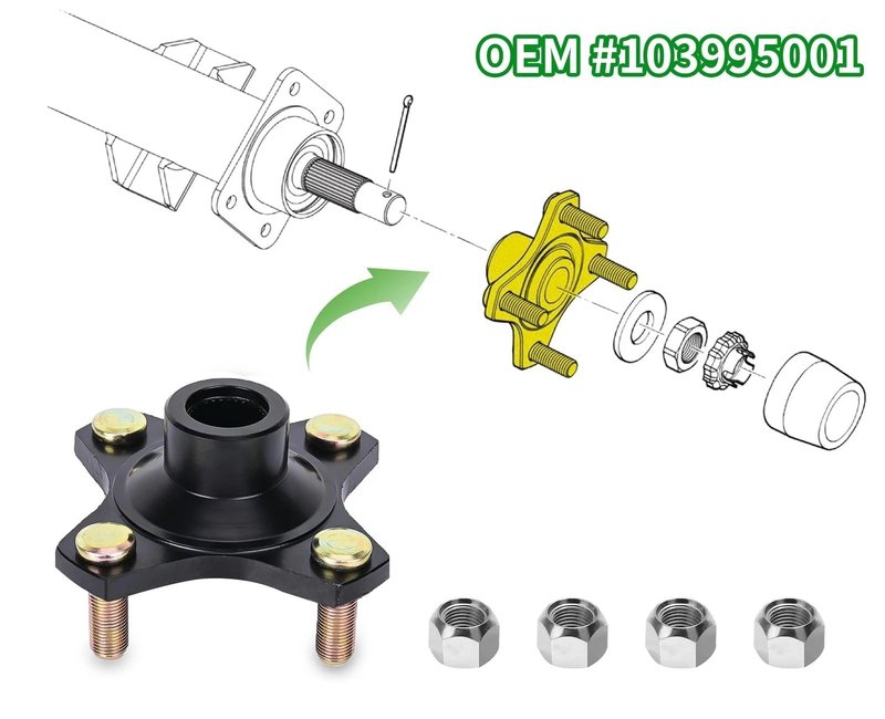 Rear Wheel Hub Assembly for 2015-2024 Club Car Precedent, Carryall, TEMPO Fits Subaru EX40 & EZ40 models Engine Golf Cart Replaces OEM 103995001, 1039950-01