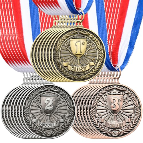 Gold Silver Bronze Award Medals for Sports Competitions - 10 Pack