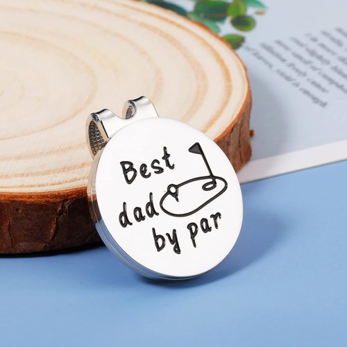 GGOJAGST Best Dad by Par Gifts from Daughter Fathers Day Giift Golf Ball Markers with Hat Clips Value Sets for Men Women Golfer Removable Attaches Easily to Golf Cap Premium Gifts for Dad from Kids