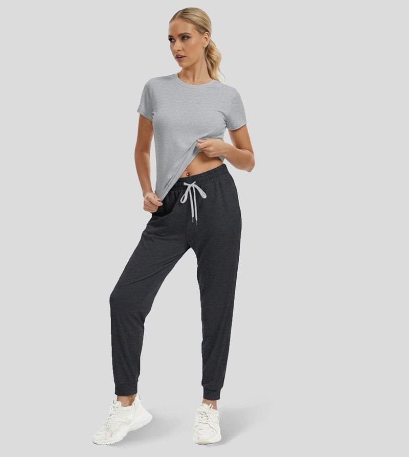 Fioboc Cropped Workout Tops for Women Slim-fit Athletic Short Sleeve Tee Gym Running Yoga Casual Tight Shirts XS-2XL