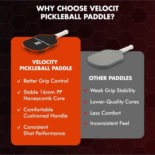 ZhengVolve Pickleball Paddle T300 Raw Carbon Fiber with 16mm PP Honeycomb Core, Elongated Anti-Slip Handle for Power, Spin, Control & Speed Pickleball Racket