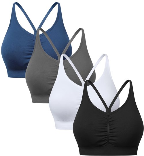 GXXGE Y Back Sports Bras for Women High Impact Spaghetti Thin Strap Fitness Gym Activewear Workout Yoga Bra Black Grey Navy White Large
