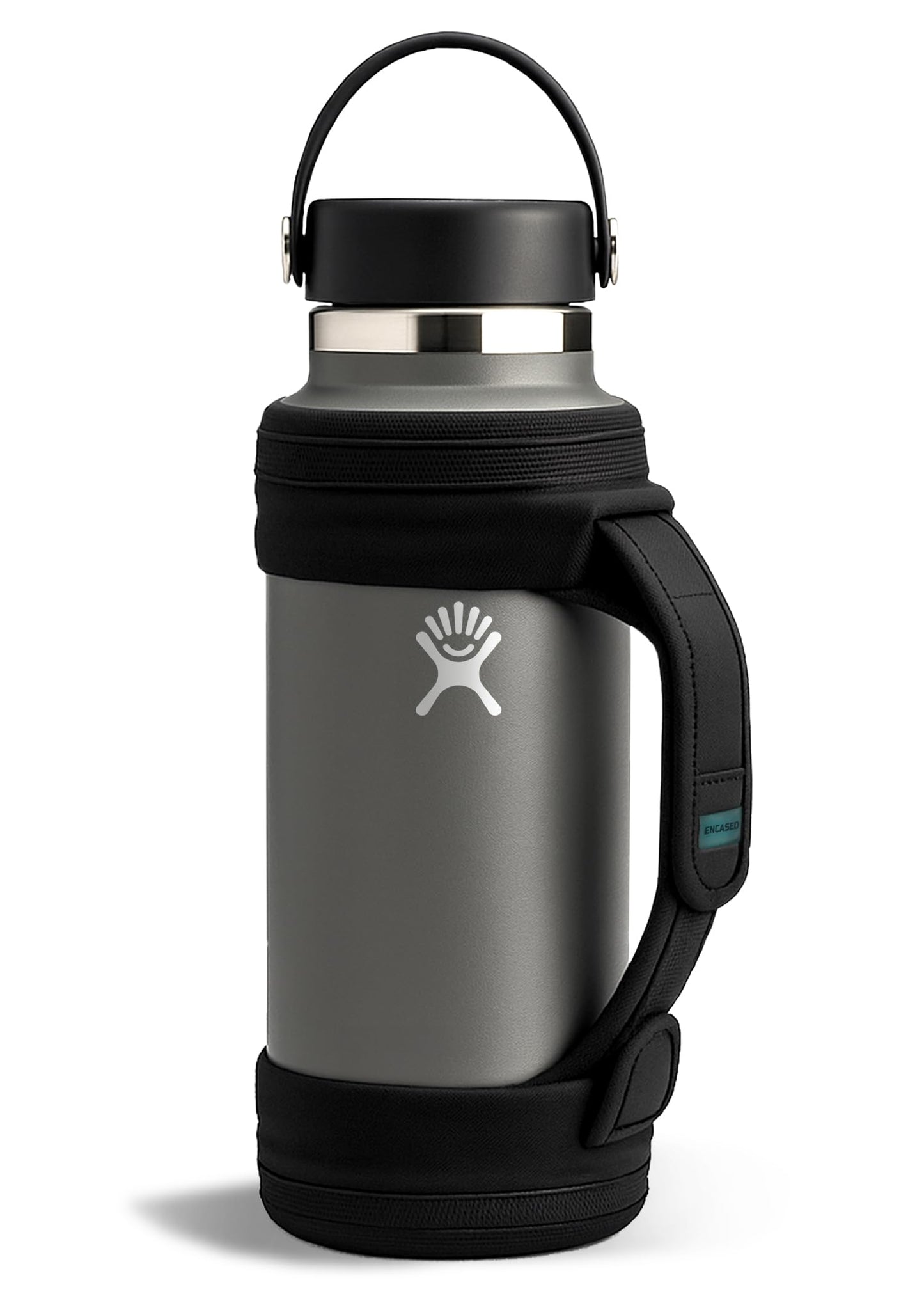 ENCASED Hand Strap Boot Designed for Hydro Flask 32 and 40 Oz Wide Cap Water Bottles, Protective Bottle Holder with Adjustable Neoprene Carrying Handle (Black)