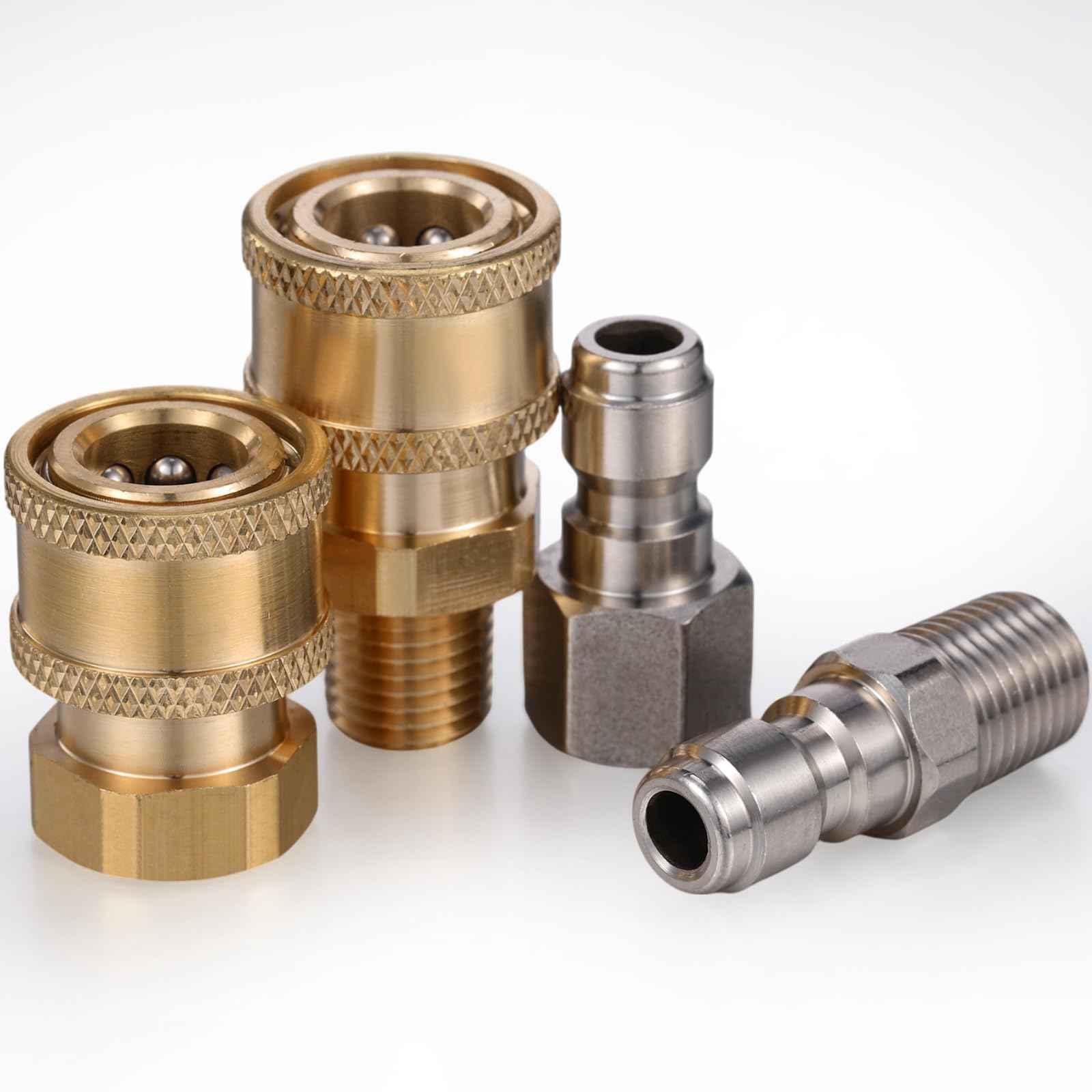 Shimeyao 4 Sets NPT 1/4 Inch Pressure Washer Coupler Quick Connect Plug Male Female 1/4 Quick Connect Fittings Pressure Washer Adapters Accessories(1/4 Internal and External Thread)