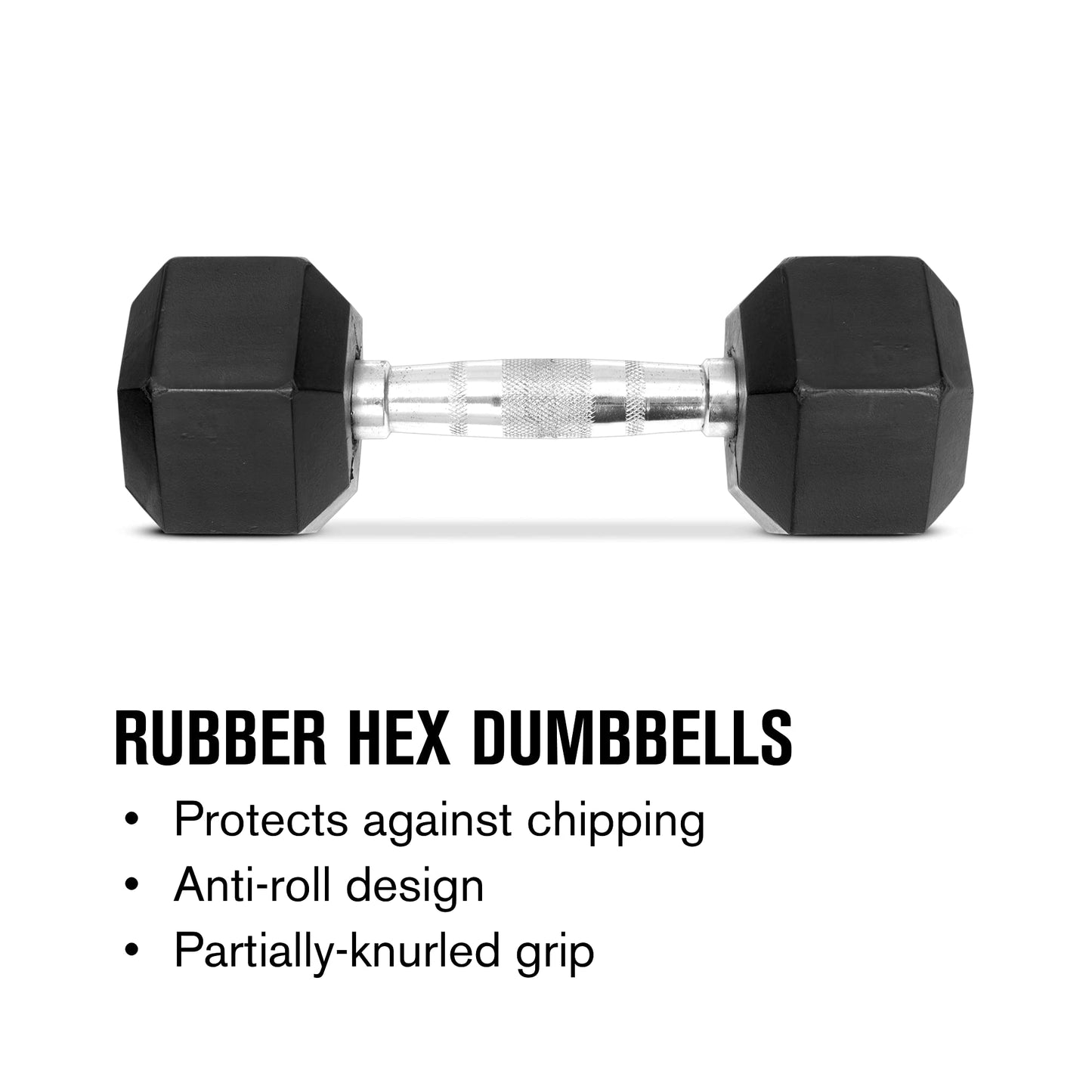 Weider 10 Lb. Rubber Hex Dumbbell, Black