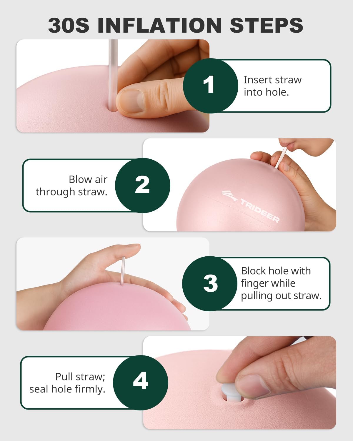 Trideer 9-Inch Pilates Ball - Small Exercise Ball for Yoga, Core Training & Stability