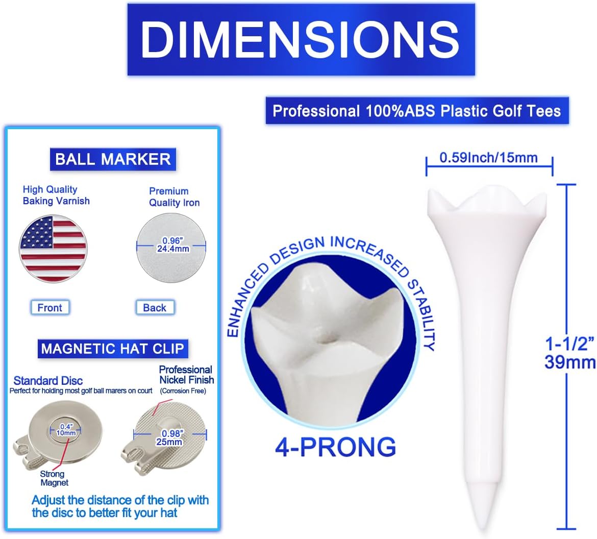 Performance Series Golf Tees by [Brand Name] - 1.5'' Short Plastic Tees for Irons & Hybrids | Pack of 120 White