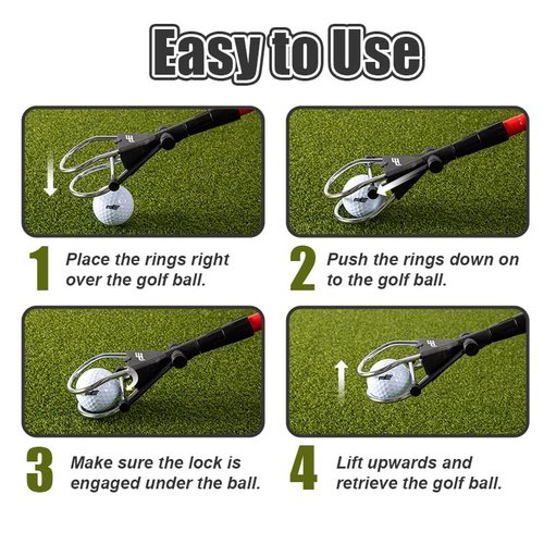 Dr.Acces Golf Ball Retriever - Premium Telescopic Stainless Steel Stick for Easy Golf Ball Pickup (Red)