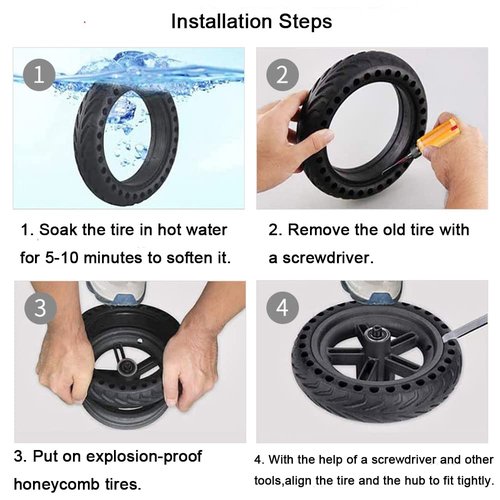 CYDZSW 10 Inch Electric Scooter Wheel Solid Tire Replacement for Segway Ninebot Max G30P/G30LP,Mini Electric Scooter Wheels Replacement Parts,10x2.5 Anti‑Explosion Rubber Front/Rear Tires