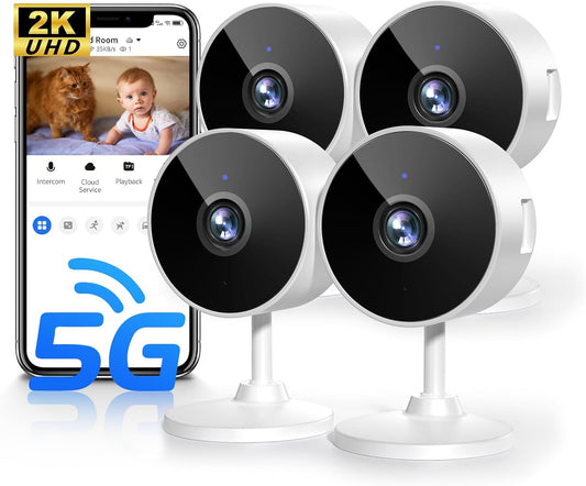 2K Indoor Security Camera with AI Voice Change, Night Vision & 24/7 Recording - Home Baby Monitor & Pet Camera