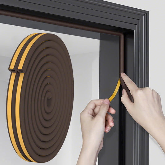 32.8 Ft Weather Stripping Door Seal Strip,Self Adhesive Door Soundproofing D Shaped Weatherstripping for Door Frame/Window,Brown,3/8" W × 1/4" T