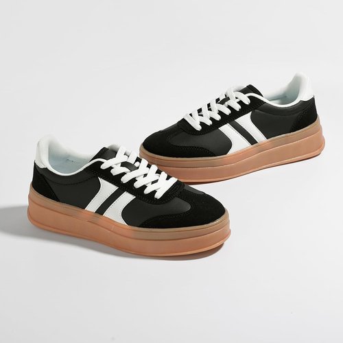Lxuan Women's Fashion Sneakers - Thick Platform, Anti-Slip Rubber, Lace-Up Comfort | Stylish Walking Shoes