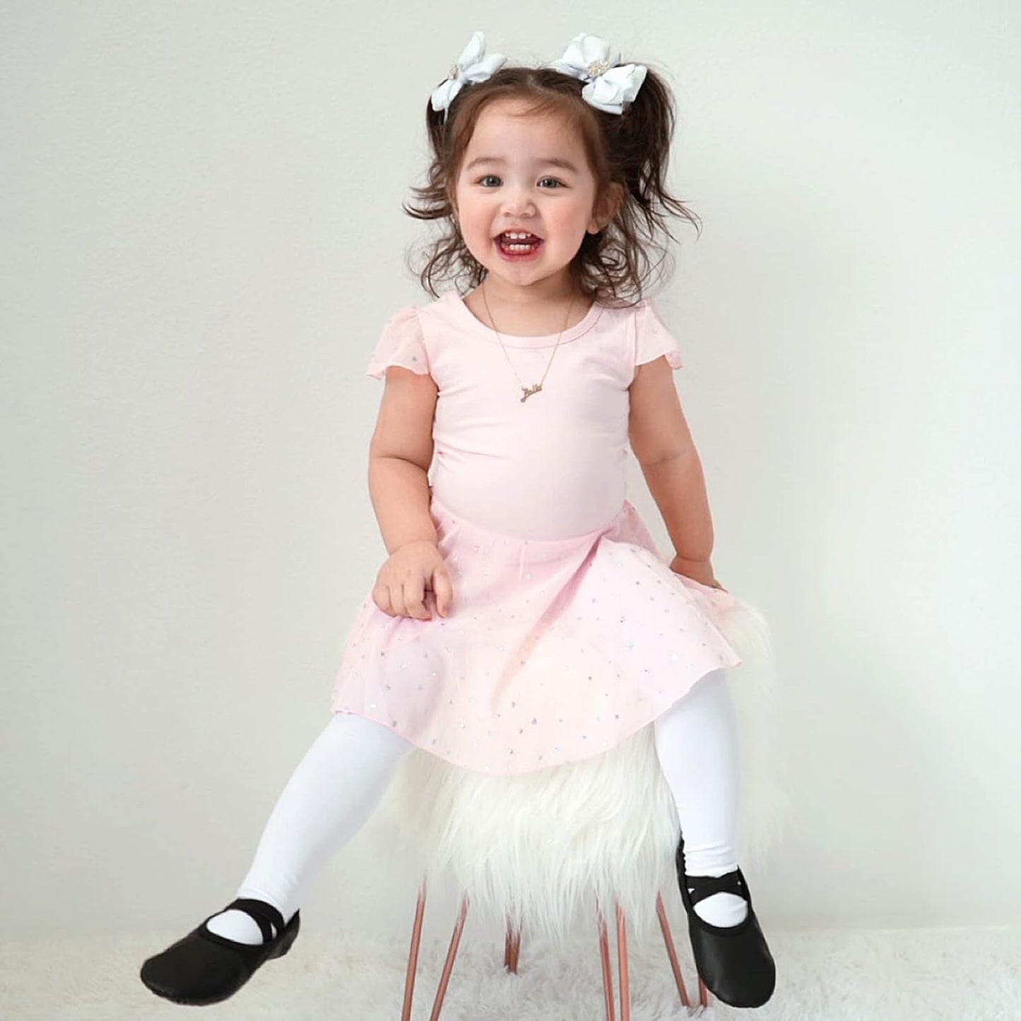 Stelle Ballet Leotard for Girls - Pink Ruffle Sleeve Dance Outfit | Toddler Size