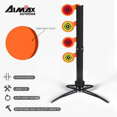 AR500 Dueling Tree Target Kit - 4-Piece Steel Paddles for .22 Rimfire Shooting Practice | 4" Diameter