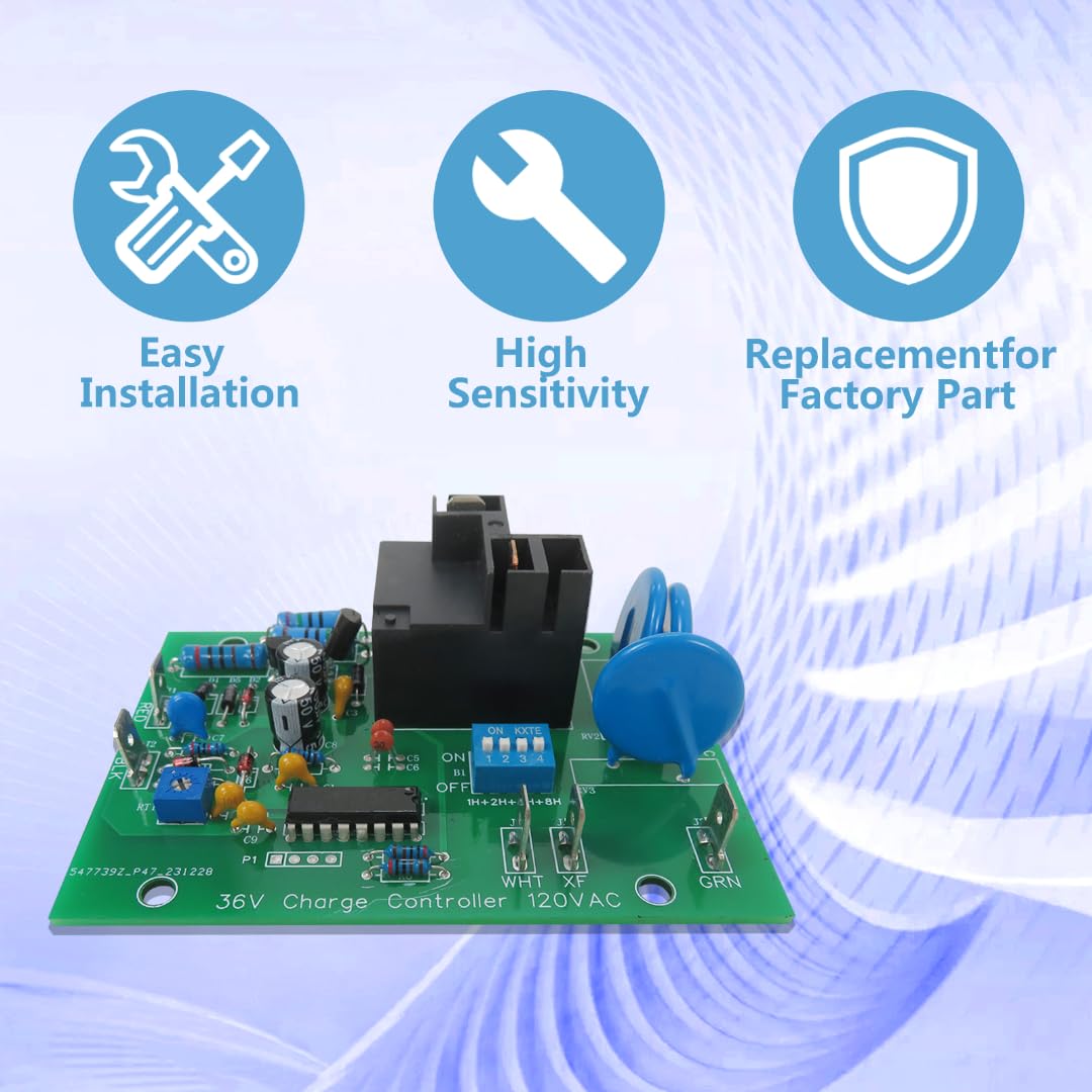 36 Volt Charger Charging Board by BLUE ELF for EZGO Golf Cart, Designed with Charging Status LED, Including 50A Fuse, Replace for EZGO Powerwise Chargers 1994-Up