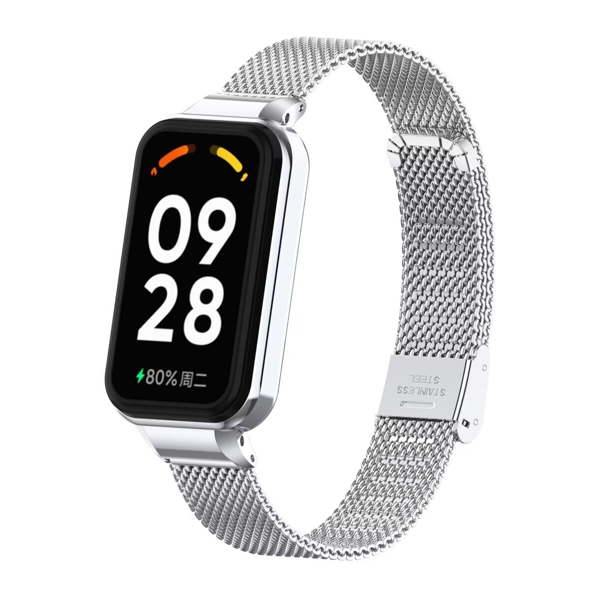 T-BLUER Compatible for Xiaomi Redmi Band 2 Bands,Stainless Steel Metal Replacement Strap Bracelet Wristband Accessories with Metal Frame for Xiaomi Smart Band 8 Active