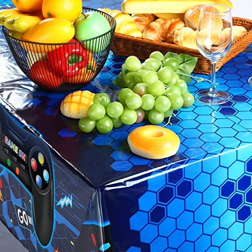 Tatuo 3 Pcs Plastic Video Game Table Cover for Kids Birthday,Blue