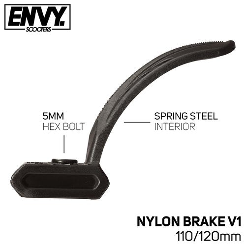 Envyscooters Nylon Brake V1 - Lightweight Pro Scooter Bolt on Brake with Spring Steel Insert for Envy Scooters and Decks - Fits 110mm to 120mm Wheels