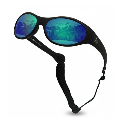 Dodoho Age 1–3 Polarized Kids Sunglasses UV400 Protection for Boys & Girls - Adjustable Strap, Flexible, Lightweight, Durable & BPA-FreeFrame, Road Trip, Beach, Travel Essentials for Kids (Matt Black)
