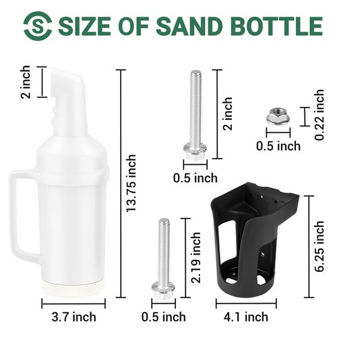 FIXHAWK Universal Golf Cart Sand Bottle with Handle，Golf Sand Bottle for Club Car, EZGO,Yamaha Model, Divots Filler Bottle, Large Capacity & Easy to Install（2set ）