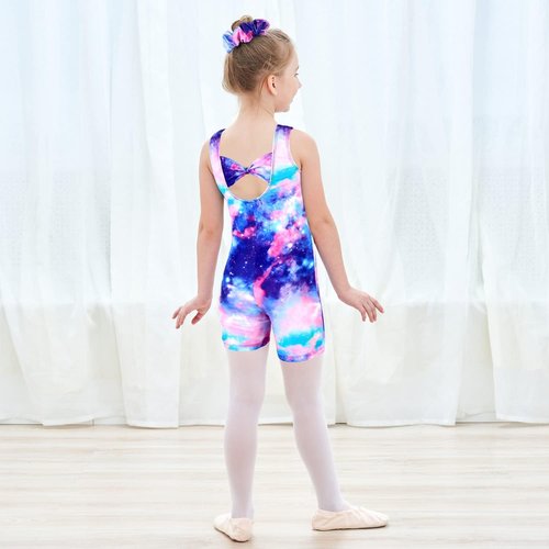 JESKIDS Gymnastics Leotards for Girls - Stylish Biketards with Shorts & Matching Hair Scrunchie | Ages 3-15