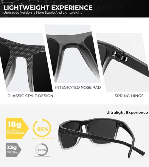 KALIYADI Polarized Sunglasses - Lightweight UV Protection for Men | Ideal for Driving, Fishing, Golf