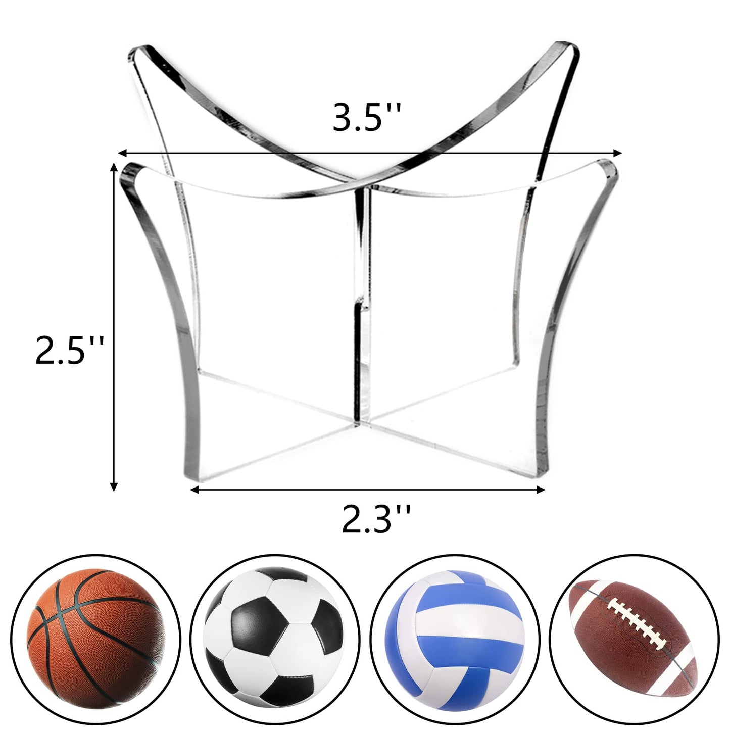 Lyellfe 12 Pack Acrylic Ball Stand, Ball Display Stand Holder, Football Basketball Holder, Trophy Autograph Memorabilia Display Case for Volleyball Rugby Soccer