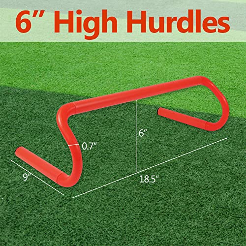 6 Pack Agility Speed Training Hurdles - 6" Detachable - Orange