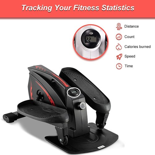 GREARDEN Under Desk Elliptical Machine,Mini Cycle Exercise Bike,Desk Elliptical Machine Trainer with Non-Slip Pedal,Display Monitor and Adjustable Resistance for Home Office Workout (Black)