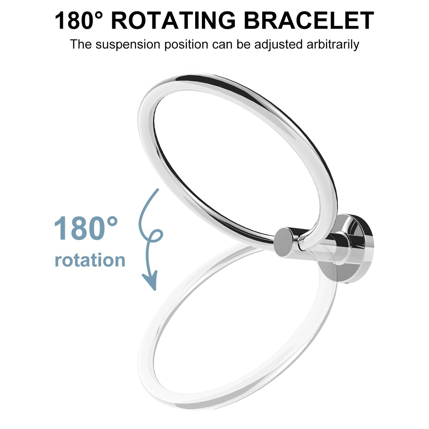 SetSail Towel Holder for Bathroom Wall Stainless Steel Hand Towel Ring Heavy Duty Towel Hanger for Bathroom, ‌Mirror Silver